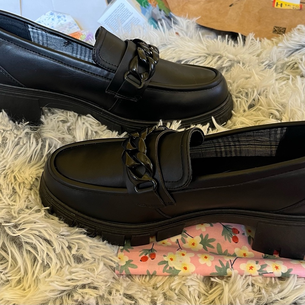 Jellypop Black UNA Chunky heel Loafers size 7 - Picture 2 of 10